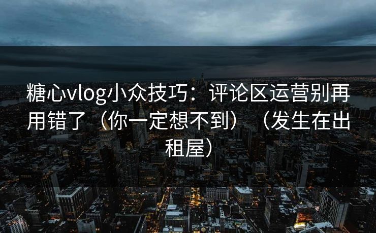 糖心vlog小众技巧：评论区运营别再用错了（你一定想不到）（发生在出租屋）