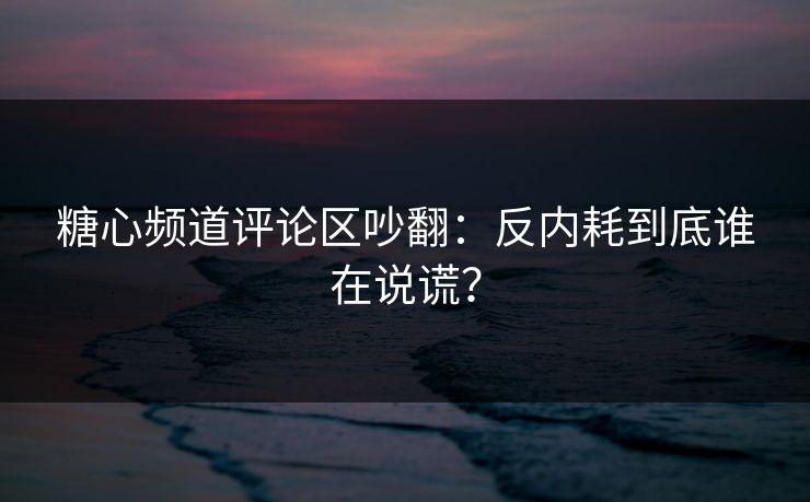 糖心频道评论区吵翻：反内耗到底谁在说谎？