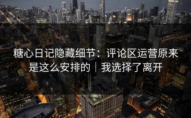 糖心日记隐藏细节：评论区运营原来是这么安排的｜我选择了离开