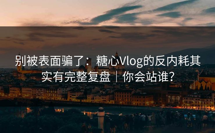 别被表面骗了：糖心Vlog的反内耗其实有完整复盘｜你会站谁？