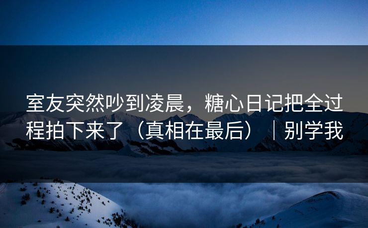 室友突然吵到凌晨，糖心日记把全过程拍下来了（真相在最后）｜别学我