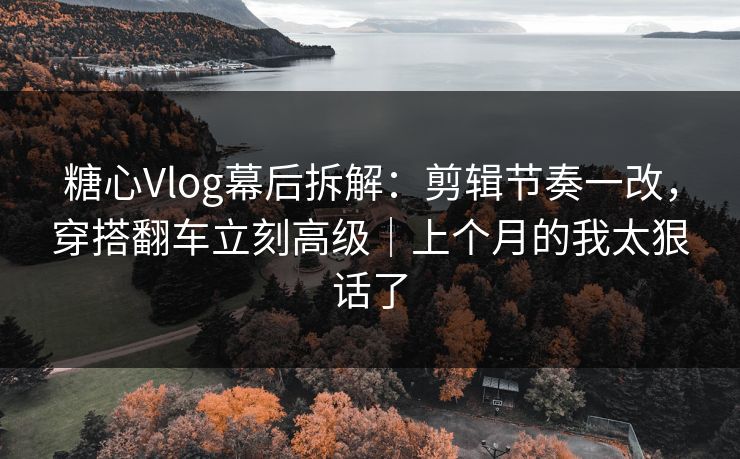 糖心Vlog幕后拆解：剪辑节奏一改，穿搭翻车立刻高级｜上个月的我太狠话了