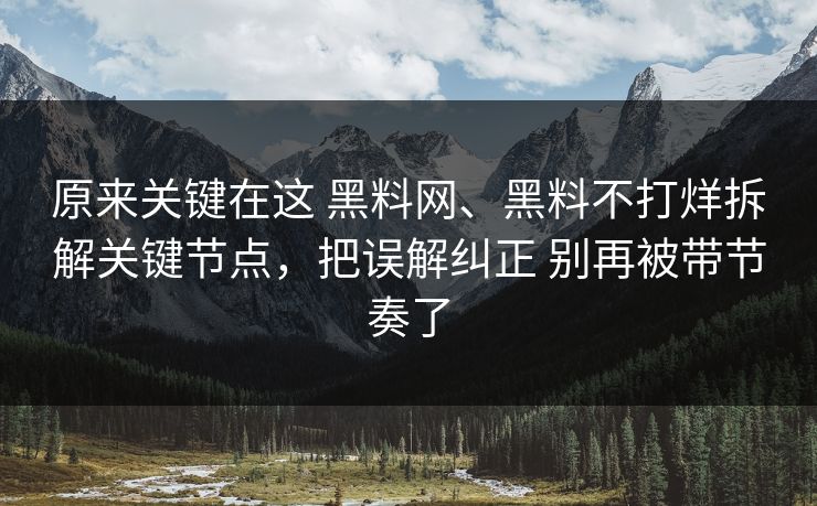 原来关键在这 黑料网、黑料不打烊拆解关键节点，把误解纠正 别再被带节奏了