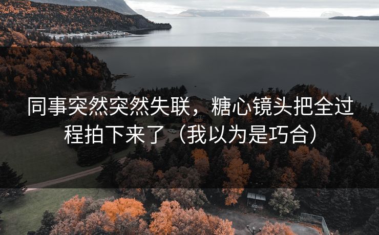 同事突然突然失联，糖心镜头把全过程拍下来了（我以为是巧合）