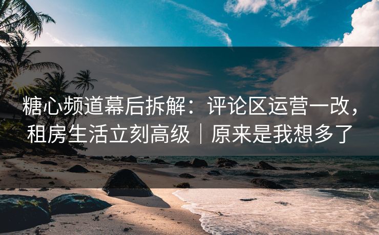 糖心频道幕后拆解：评论区运营一改，租房生活立刻高级｜原来是我想多了