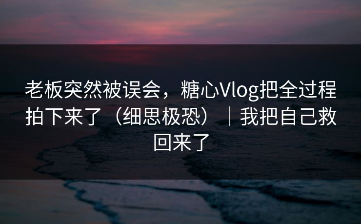 老板突然被误会，糖心Vlog把全过程拍下来了（细思极恐）｜我把自己救回来了