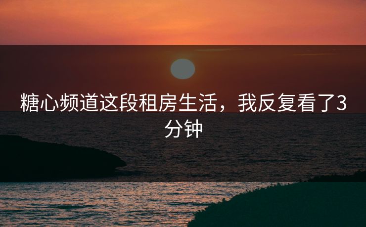 糖心频道这段租房生活，我反复看了3分钟