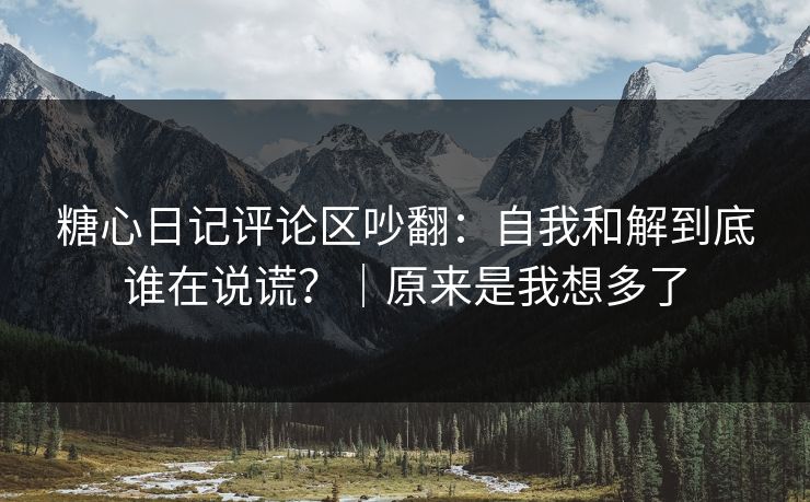 糖心日记评论区吵翻：自我和解到底谁在说谎？｜原来是我想多了
