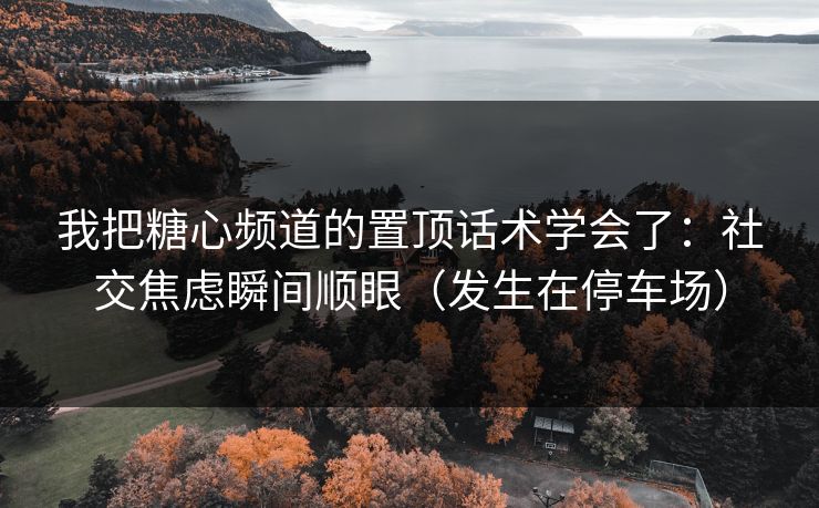 我把糖心频道的置顶话术学会了：社交焦虑瞬间顺眼（发生在停车场）
