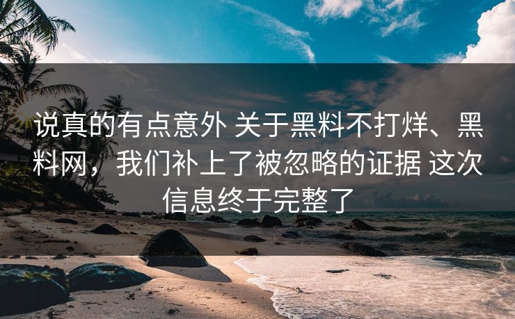 说真的有点意外 关于黑料不打烊、黑料网，我们补上了被忽略的证据 这次信息终于完整了
