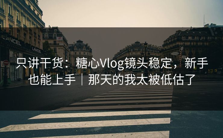 只讲干货：糖心Vlog镜头稳定，新手也能上手｜那天的我太被低估了